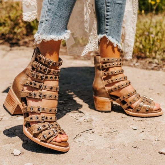 Freebird by Steven Shoes - Freebird Size 7 Tan Casandra Heels Buckle Sandals